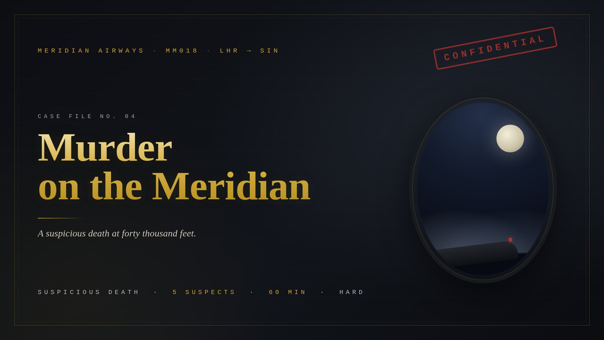 Murder on the Meridian case scene